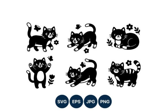 Download Black and White Cat Vector Art - Black and white cat Collection