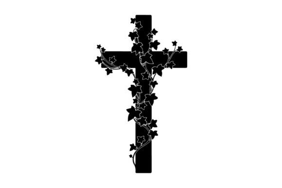 Download Black Paper Cutout Cross with Vine Leave - Paper cut Collection