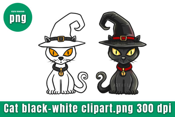 Download Black and White Cat Witch on Halloween - Black and white cat Collection