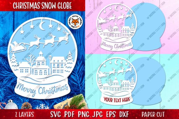Download Santa Reindeer Snow Globe Paper Cut SVG - Paper cut Collection