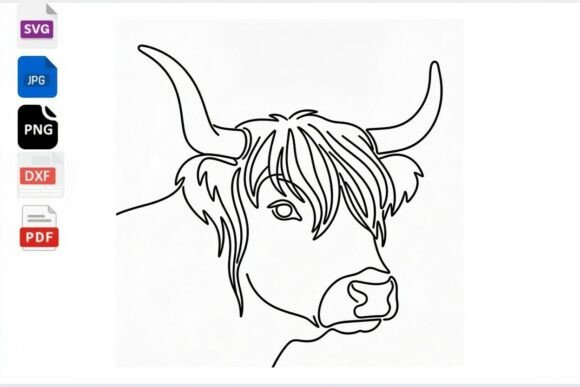 Download Highland Cow Line Art SVG Cut File - Cow line art svg Collection